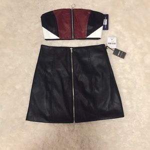 Forever 21 Two Piece Skirt Crop Top Set